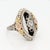 Early 20th Century Art Deco 14k Gold, Diamond, Seed Pearl, Rock Crystal, and Onyx Filigree Cocktail Ring For Sale - Image 5 of 11
