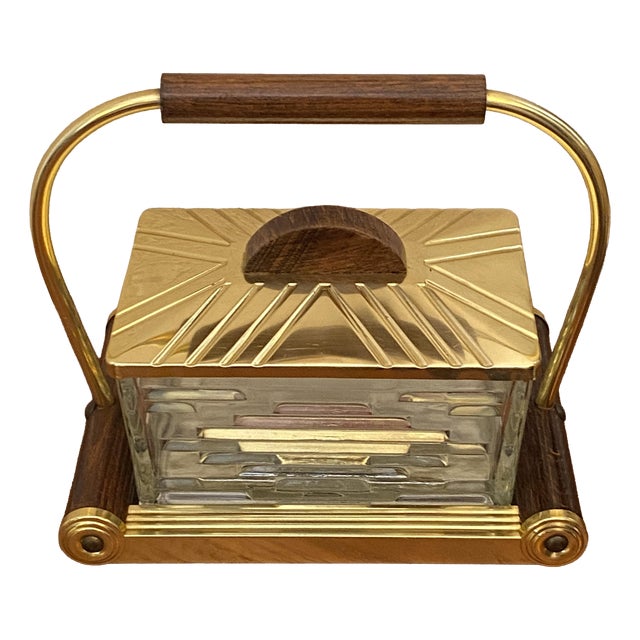 Art Deco Biscuit Tin on Mirrored Tray, 1920s For Sale