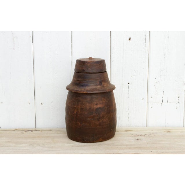 Antique Rustic Lidded Nepalese Food Jar For Sale - Image 10 of 10