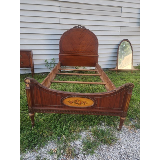 Wood Antique Sligh Bedroom Suite | Complete Matching Set | Grand Rapids, MI | C. 1930 For Sale - Image 7 of 11
