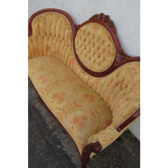 Mid 20th Century Victorian Kimball Carved Solid Mahogany Sofa Couch 6219 For Sale - Image 17 of 18