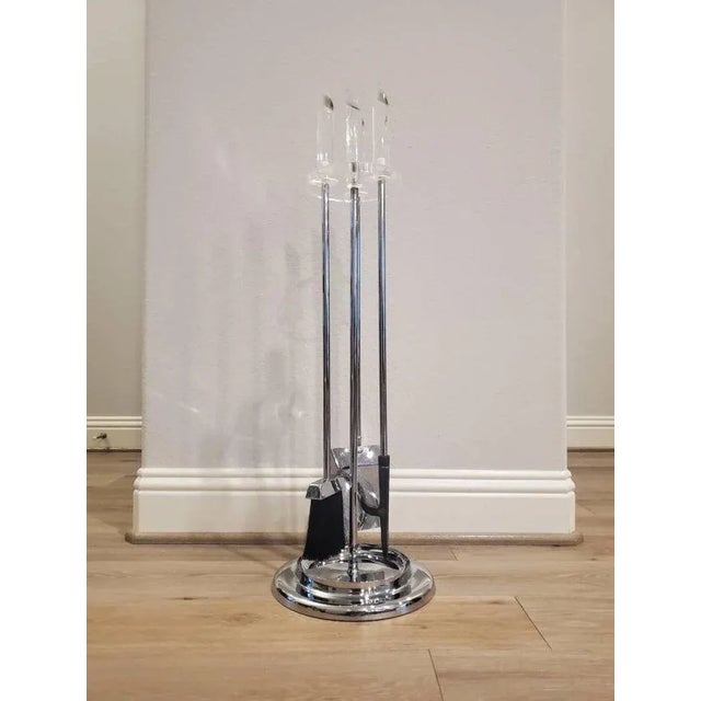 MidCentury Modern Lucite & Chrome Fireplace Tool Set Chairish