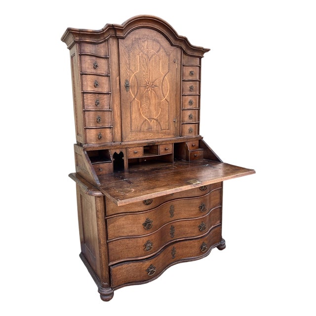 Antique German Baroque Tabernacle Secretary Desk Cabinet For Sale