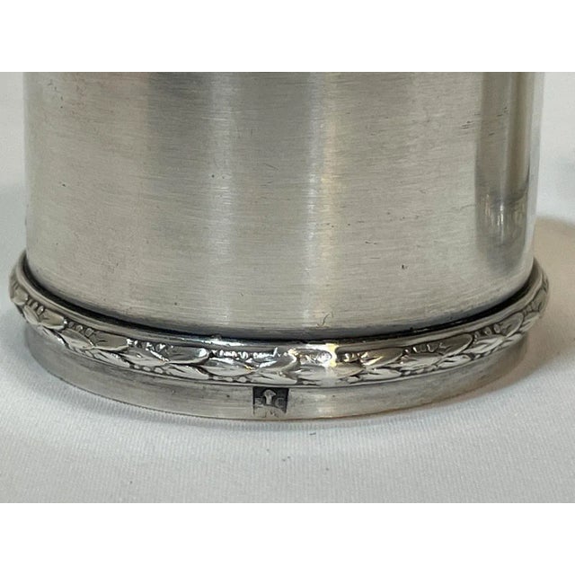 French Pair of Antique French Hallmarked Silverplate Napkin Rings Raised Foliate Bands For Sale - Image 3 of 8