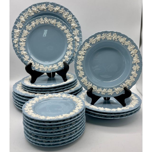 Vintage Wedgwood White on Lavender Queensware Dinnerware Set of 52