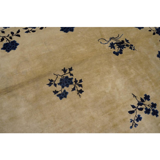 Antique Peking Chinese Floral Ivory Square 1880s Rug, Country of Origin: China, Circa Date: 1880s. This exceptional piece...