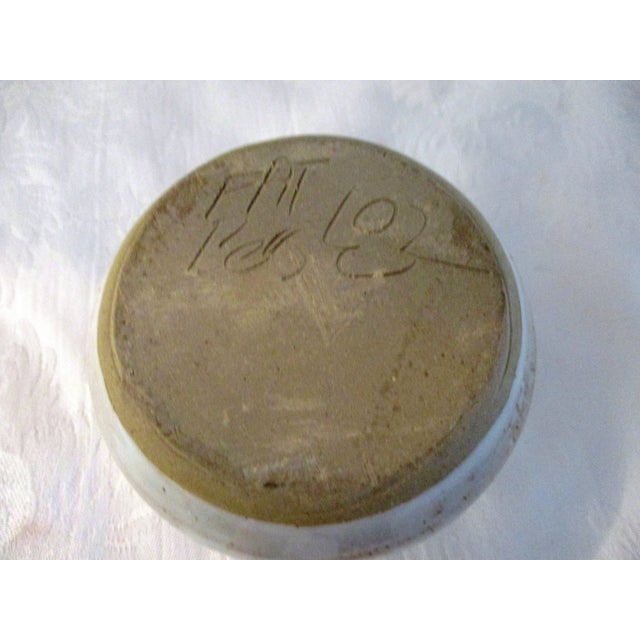 Vintage Studio Art Sea Blue Abstract Pottery Vase & Bowl, a Pair For Sale - Image 4 of 9