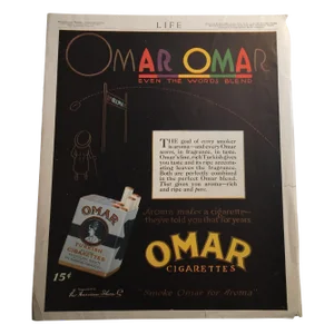 Omar Omar Cigarettes Ad Life Magazine 1917