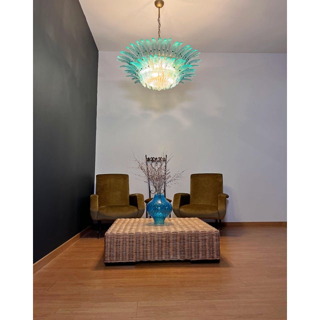 Vintage Murano Chandelier with 82 Turquoise Glasses, 1990s For Sale - Image 11 of 18