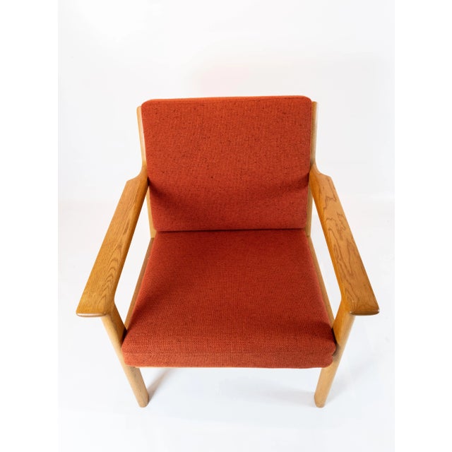 Oak and Red Wool Easy Chair by Hans J. Wegner for Getama, 1960s For Sale - Image 11 of 15