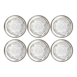 Early 20th Century Set of Six American Crystal Dessert Bowls With Sterling Silver Rims For Sale