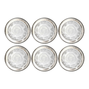 Early 20th Century Set of Six American Crystal Dessert Bowls With Sterling Silver Rims