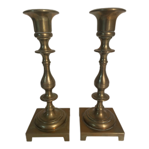 Brass Candlestick Candle Holders Vintage Pair