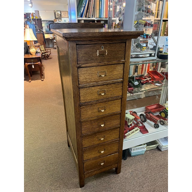 Rare eight drawer filing cabinet service writers desk slant top stand. Completely professionally refinished. Perfect to...