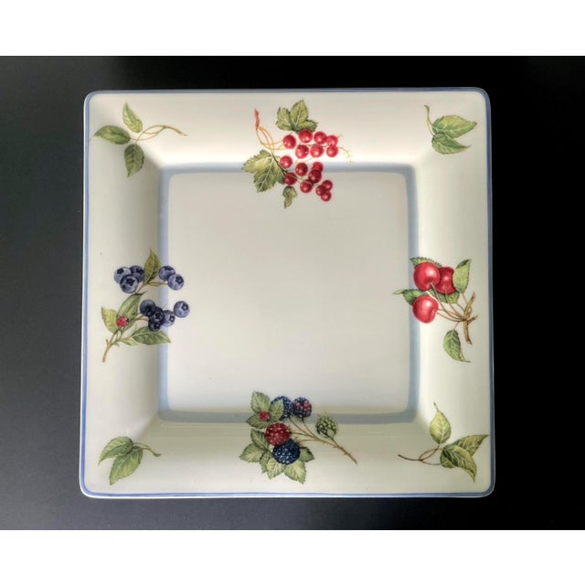 Vintage Villeroy & Boch square dinner plate in the charming Cottage pattern. Featuring delicate berry decorations and...