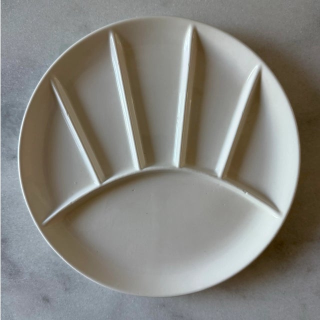 Mid-Century Modern Vintage Divided Ceramic Fondu Plates - Set of 6 For Sale - Image 3 of 9