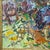 Wood Sunflower Field With Chickens – Original Oil Painting by Alexander Michael, 1990 For Sale - Image 7 of 9
