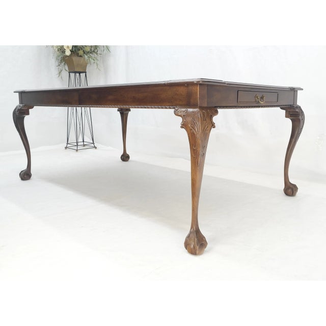 Henredon Banded Burl Walnut Ball & Claw Feet Chippendale Dining Table 2 Ext MINT For Sale - Image 12 of 12