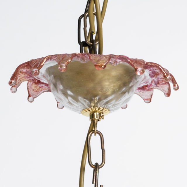 Pink Venetian 6-Light Chandelier in White and Pink Murano Glass, 1960s For Sale - Image 8 of 9