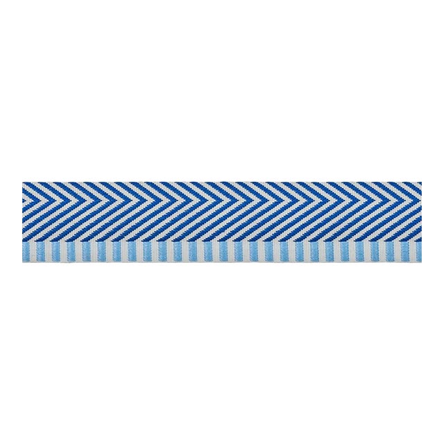 Sample - Schumacher Chevron Twill Tape in Blue For Sale