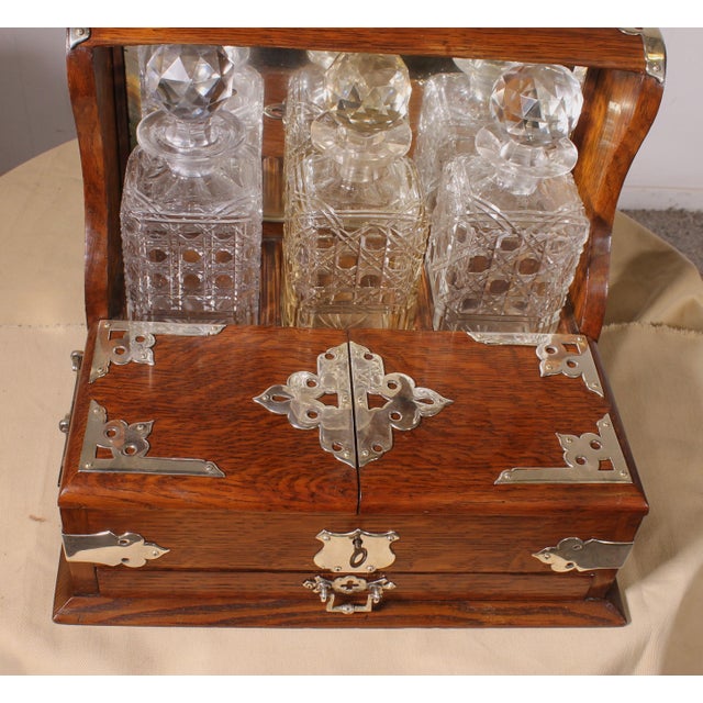 Oak Tantalus Whiskey Cellar, Set of 3 For Sale - Image 12 of 14