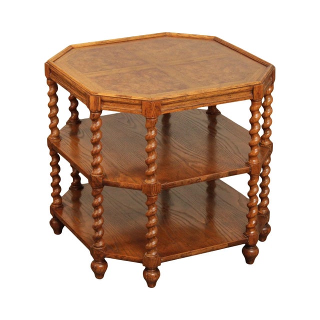 1980s Baker Furniture Jacobean Style Oak Three-Tier Open Low Bookshelf For Sale - Image 13 of 13