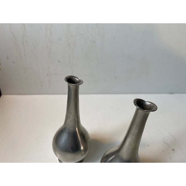 Silver Art Deco Pewter Vases from Just Andersen, 1930s, Set of 2 For Sale - Image 8 of 9
