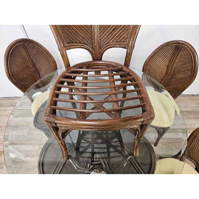 Table and Chairs in Wicker and Bamboo from Vivai del Sud, 1970, Set of 5 For Sale - Image 15 of 18