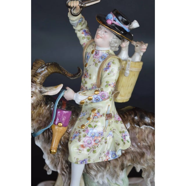 Farmhouse Meissen Porcelain of a Man on a Goat For Sale - Image 3 of 7