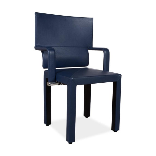 Modern Arcadia Arcona Chairs in Blue Leather from B&B Italia / C&B Italia, Set of 8 For Sale - Image 3 of 15