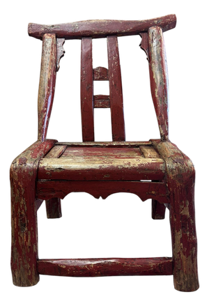 Late 19th Century Qing Dynasty Child’s Chair W/ Heavy Chipping
