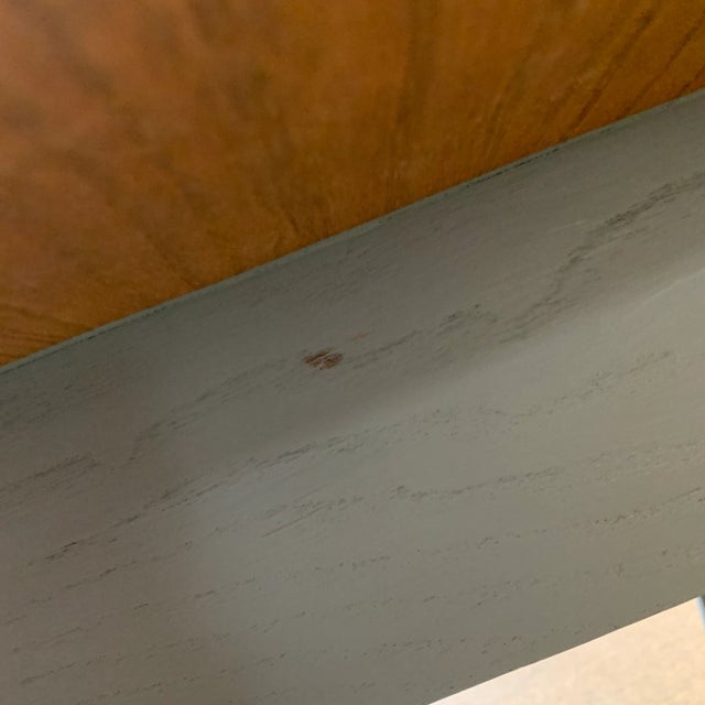 1970s Country Rustic Teal Painted Oval Side Table For Sale - Image 10 of 11