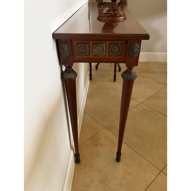 Art Deco Antique Italian Louis XVI Style Console Table With Medallions Detail & Fluted Legs For Sale - Image 3 of 3