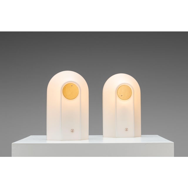 White Opal Glass Table Lamps with Brass Detail from Peill & Putzler, 1970s, Set of 2 For Sale - Image 16 of 16