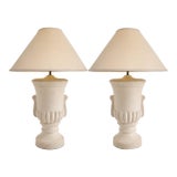 Air of Bon Art 1989 Neoclassical Plaster Urn Table Lamps - a Pair For Sale