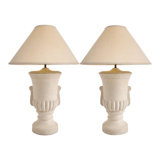 Air of Bon Art 1989 Neoclassical Plaster Urn Table Lamps - a Pair For Sale