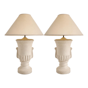 Air of Bon Art 1989 Neoclassical Plaster Urn Table Lamps - a Pair