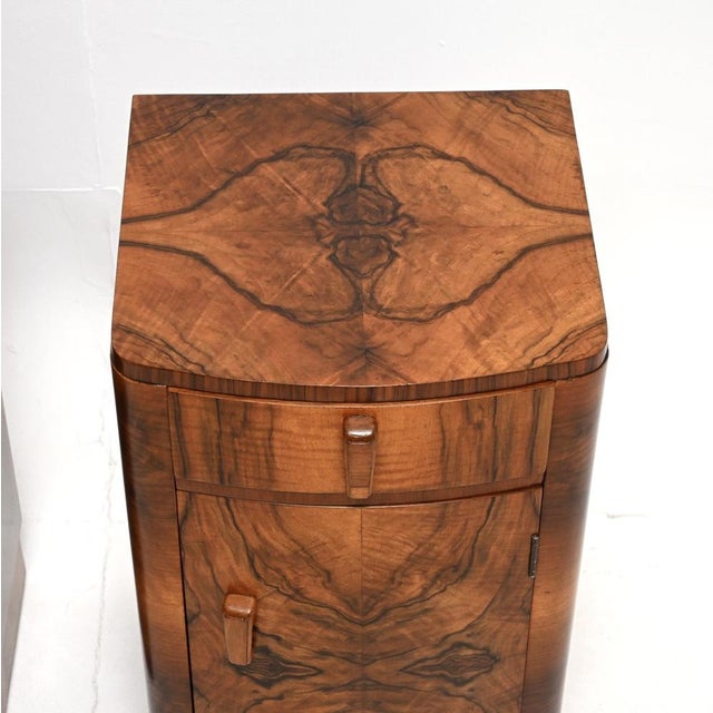 Wood Art Deco Walnut Bedside Tables, 1930, Set of 2 For Sale - Image 7 of 11