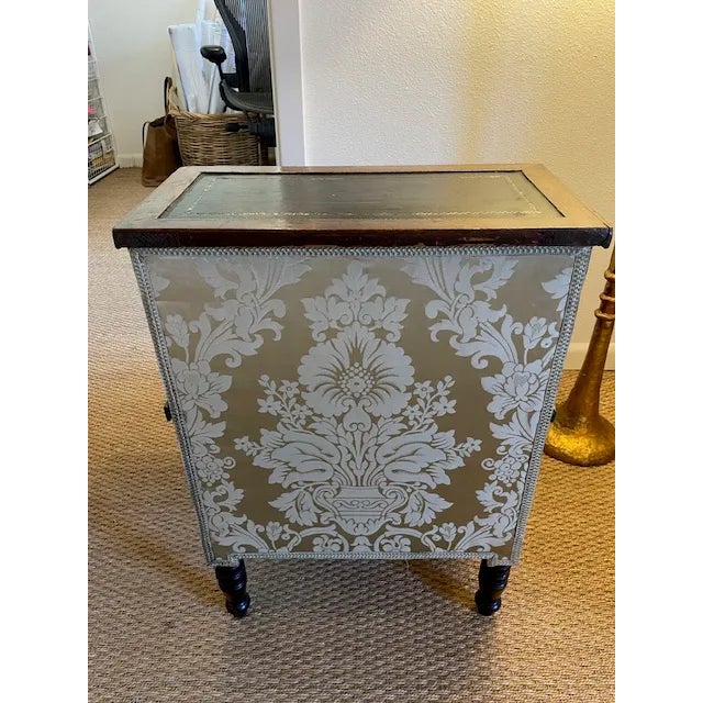 English Library Steps -Antique Walnut Wood With Black Tooled Leather on Top of Steps, Opens for Storage For Sale - Image 3 of 6