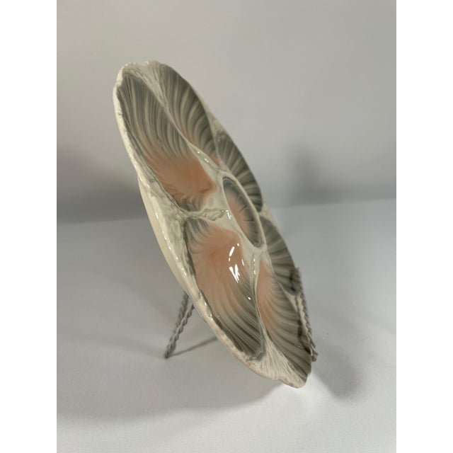De Sarreguemines Antique French Majolica Sarreguemines Oyster Plate, Circa 1920s For Sale - Image 4 of 10