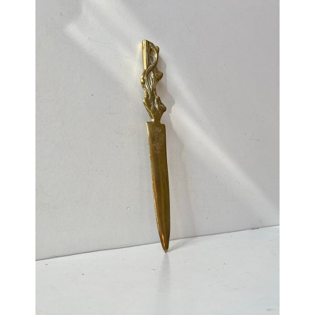 Art Nouveau Leaf Letter Opener in Brass, 1920s For Sale - Image 6 of 8