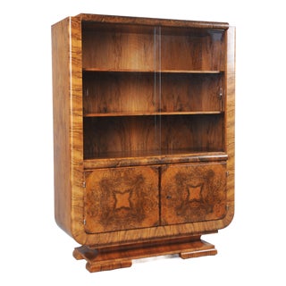 Art Deco Showcase in Walnut by J. Halabala for Up Závody, Czech, 1920s For Sale