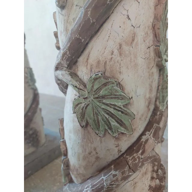 Italian Carved Wooden Pedestals, Set of 2 For Sale - Image 9 of 12