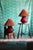 1920s 1920s Pair of Red Glass Art Deco Table Lamps With Orange Pleated Lampshades For Sale - Image 5 of 18