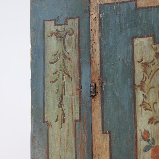 Rustic Farmhouse Folk Art Painted Bridal Cabinet 18th Century For Sale - Image 13 of 15