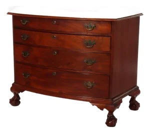 Antique Boston Chippendale Mahogany 4-Graduated Drawer Bow Front Chest C1800