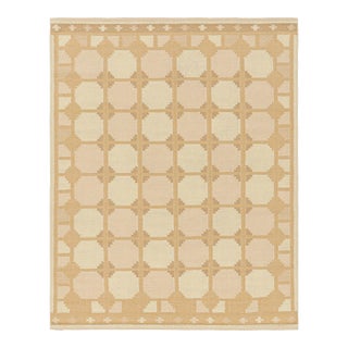 Rug & Kilim’s Scandinavian Style Rug in Peach and Beige-Brown Geometric Pattern - 6x9 For Sale