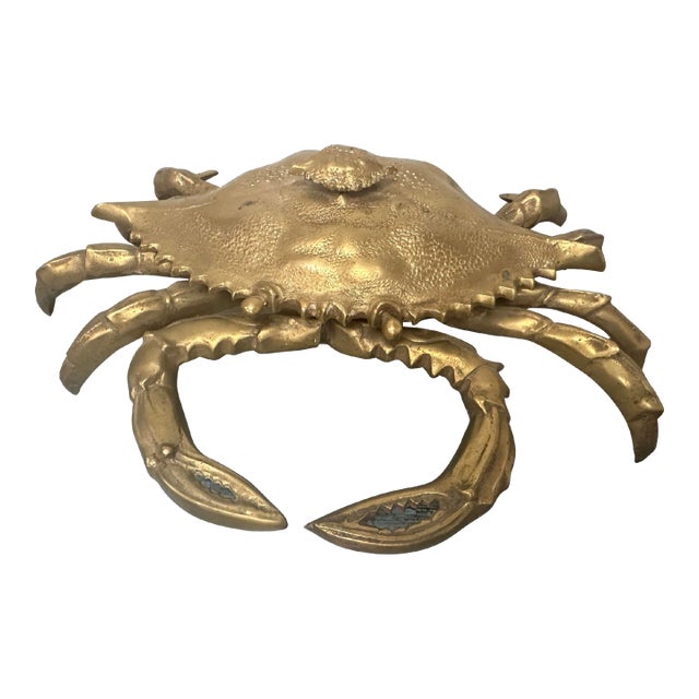 Late 20th Century Vintage Extra Large Brass Crab Figure Box, With Baby Crab on Back For Sale