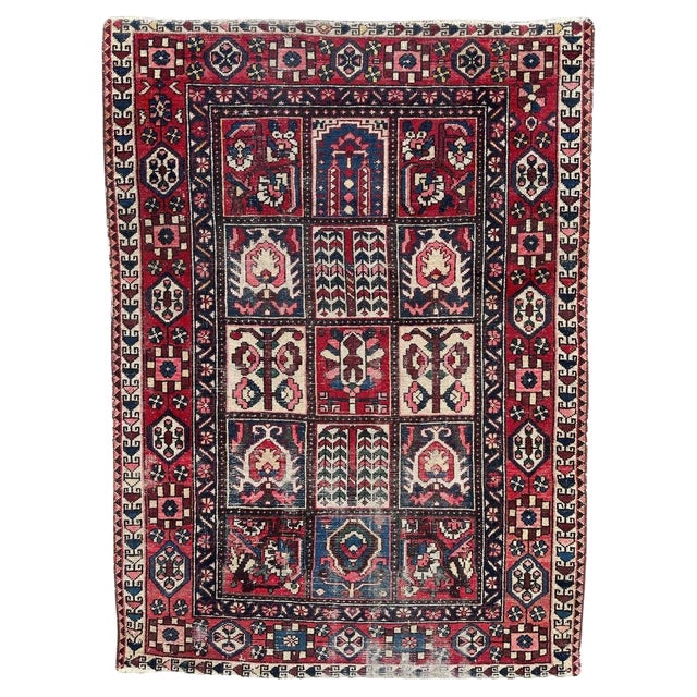 Vintage Distressed Bakhtiar Rug, 1950s For Sale