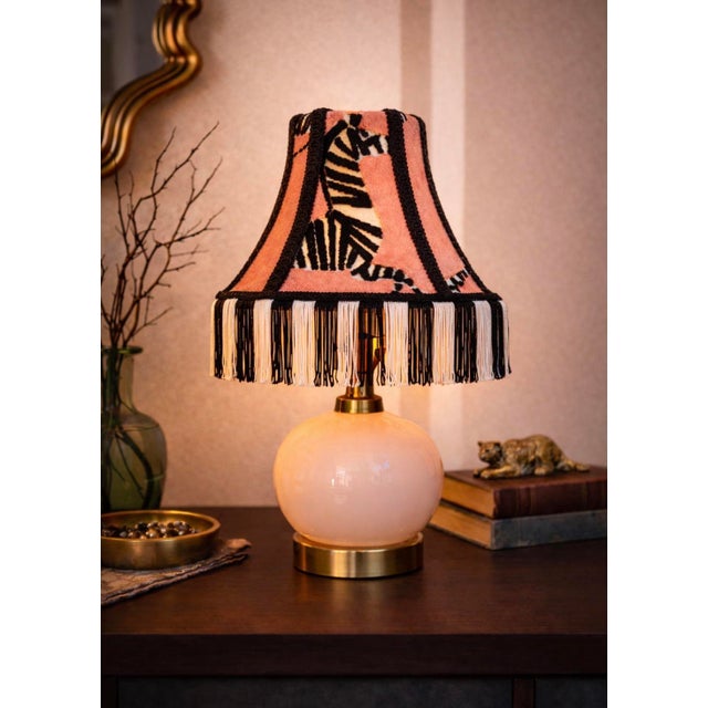 Whimsical Pink Designer Regal Velvet Zebra Lampshade For Sale - Image 6 of 6